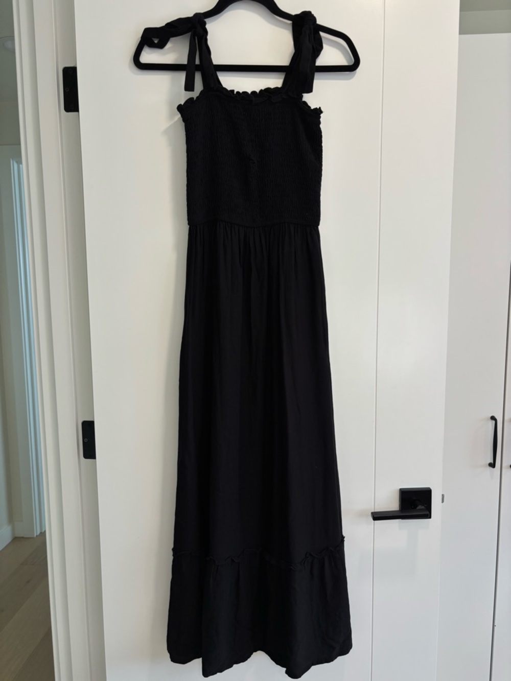 Black Maxi Dress with Tie-Strap Shoulders